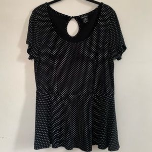 Torrid Black and White Polka Dot Peplum - Size 1X